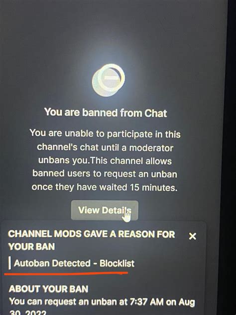 what channels banned me twitch